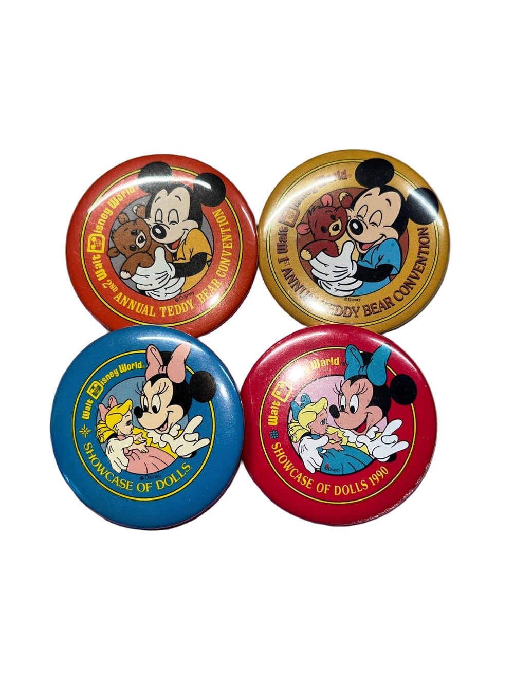 Vintage Walt Disney World Annual Teddy Bear Convention Doll Showcase Buttons